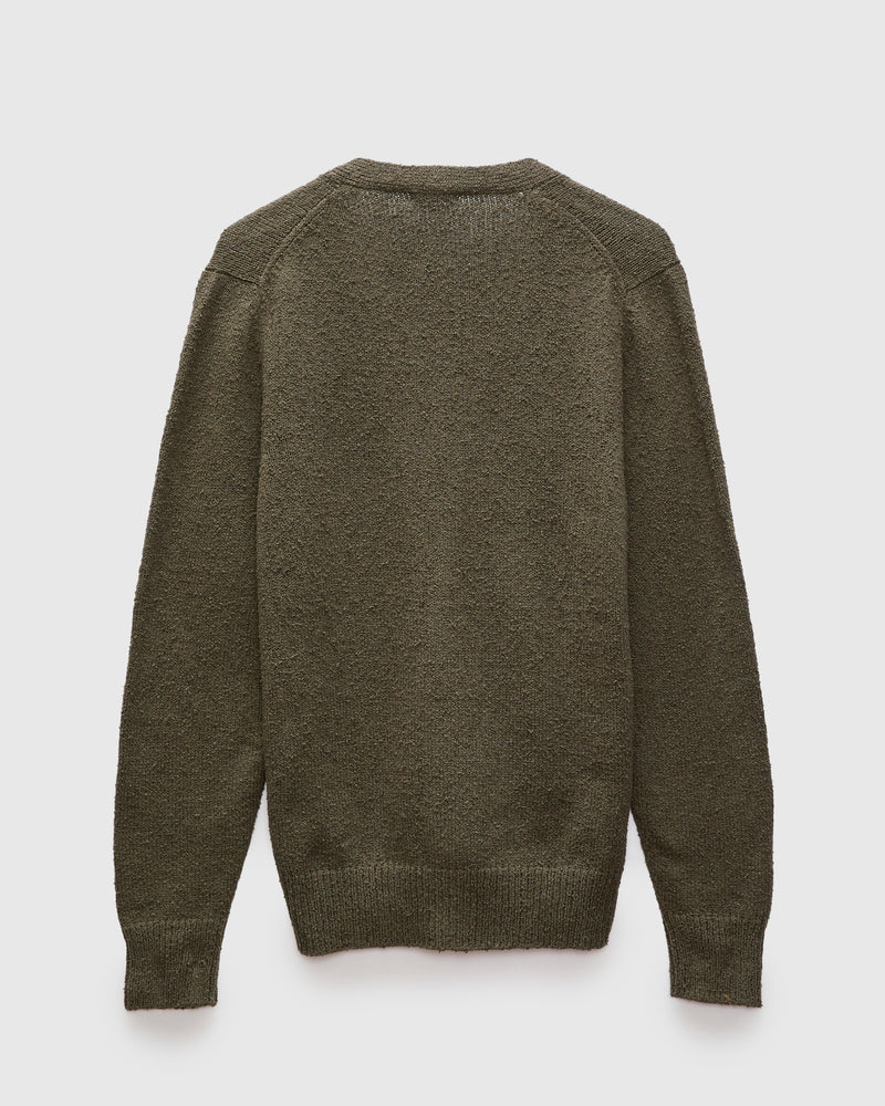 Classic Cardigan in Olive Boucle