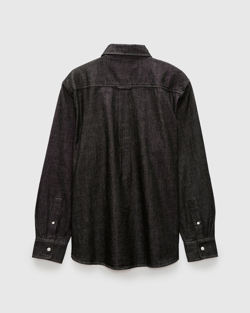 Denim Button-Down Shirt in Black White