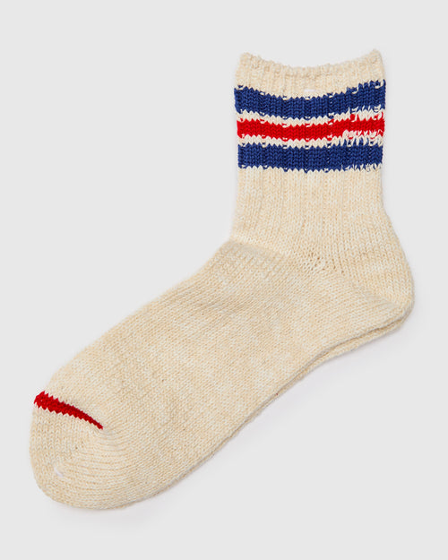 3 Line Quarter Length Sock in Blue Red