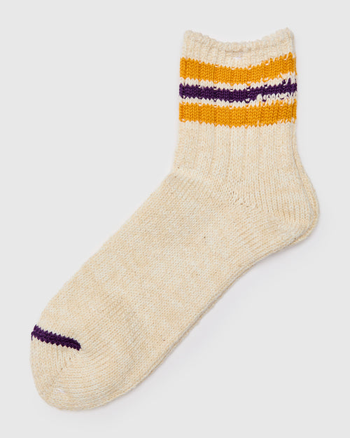 3 Line Quarter Length Sock in Yellow Purple