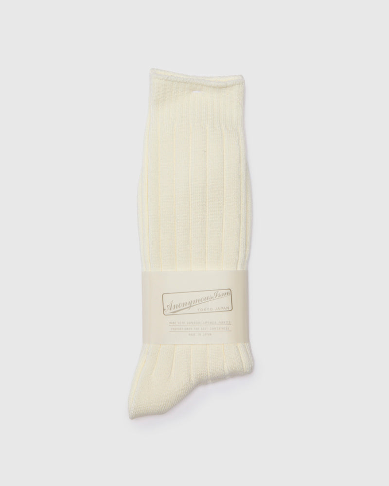 Bold Rib Crew in Off White