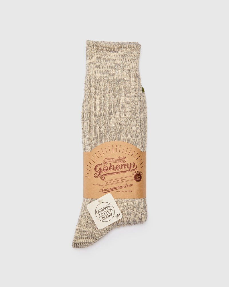 "Go Hemp" Organic Cotton Crew Sock in Melange Grey
