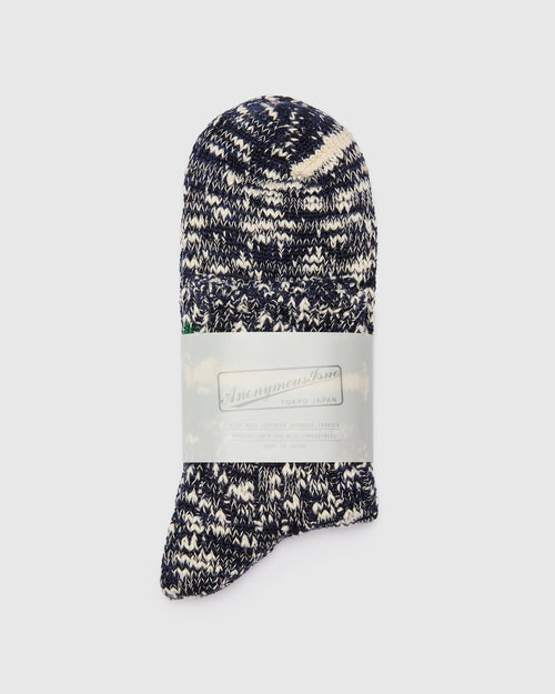 3 Line Quarter Length Sock in Navy Mix