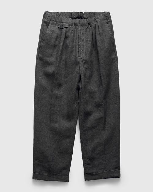 2-Pleats Cotton Linen Relax Trousers in Grey