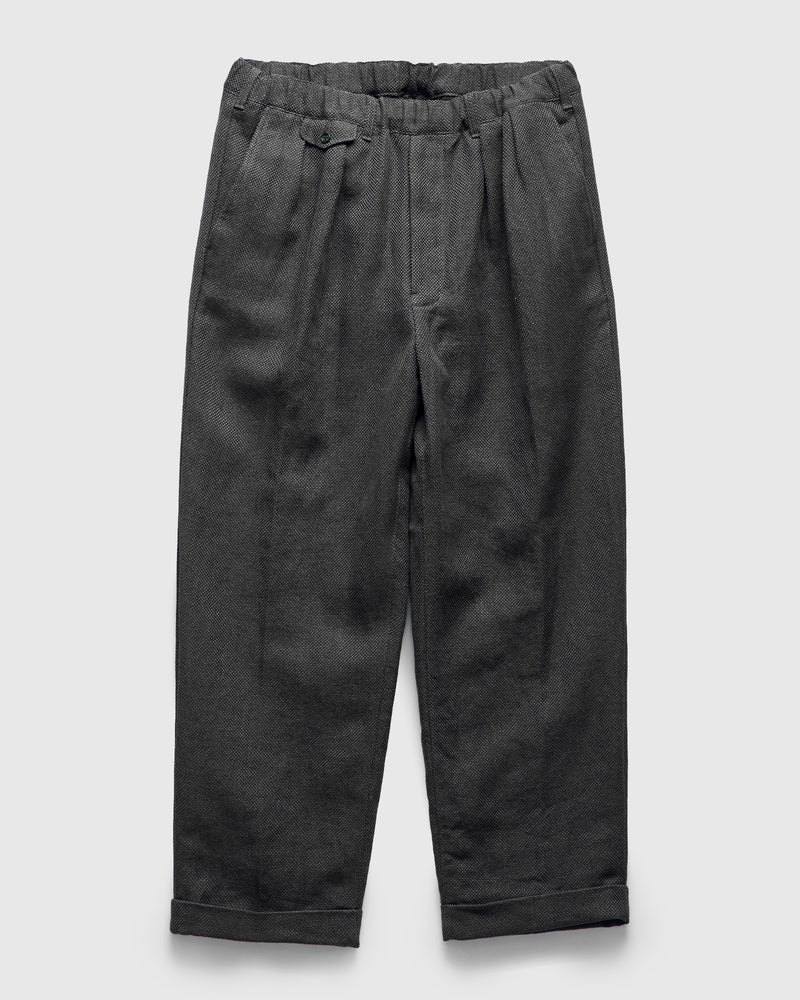 2-Pleats Cotton Linen Relax Trousers in Grey