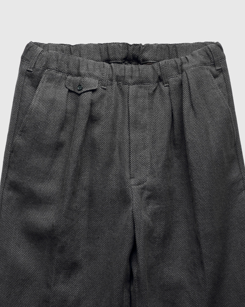 2-Pleats Cotton Linen Relax Trousers in Grey