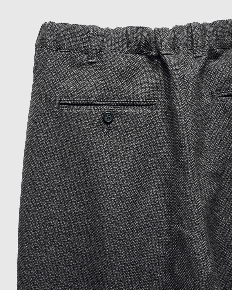 2-Pleats Cotton Linen Relax Trousers in Grey
