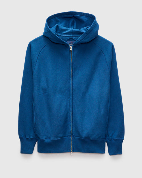 Organic Hand-Dyed Zip Hoodie in Blue