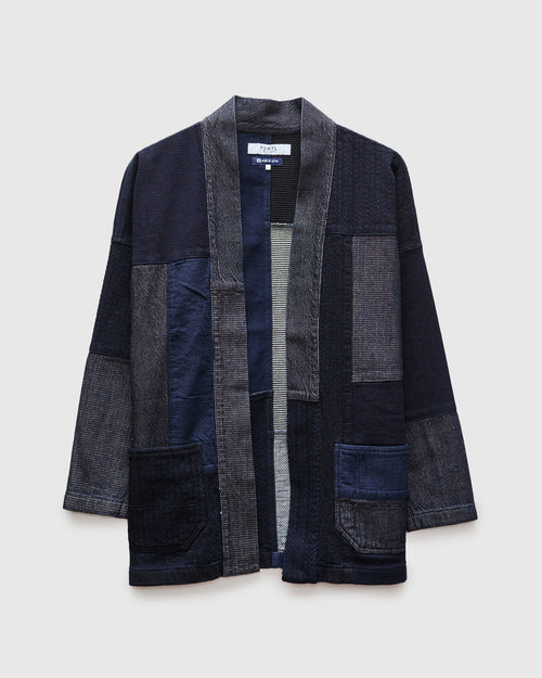 Patchwork Haori Jacket in Indigo Rinse