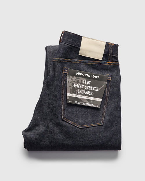 14oz Stretch Selvedge Denim - Pail Loose Straight