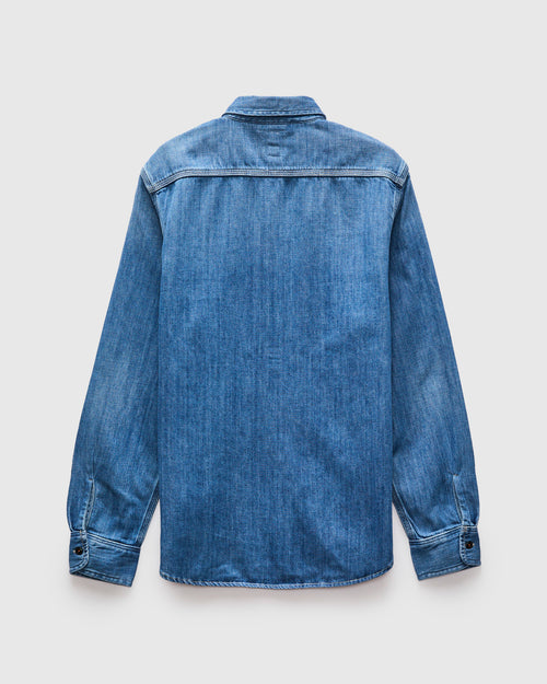 "Dee" Brace Long Sleeve Shirt in Washed Indigo