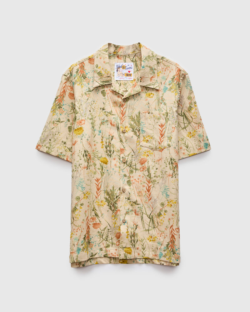 "Flowers Painting" Aloha Shirt in Natural