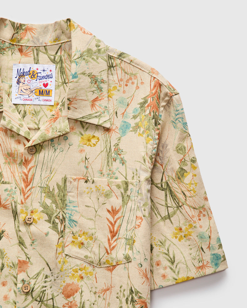 "Flowers Painting" Aloha Shirt in Natural