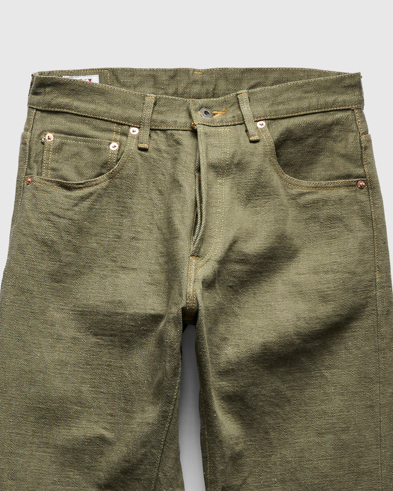 266-OLD18 "Olive" 18oz Low Tension Olive Selvedge Denim - Relaxed Straight Fit