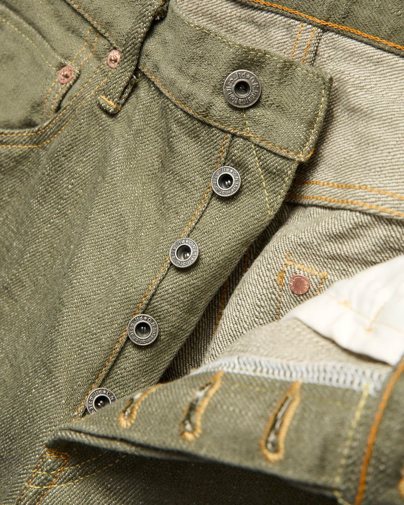 266-OLD18 "Olive" 18oz Low Tension Olive Selvedge Denim - Relaxed Straight Fit