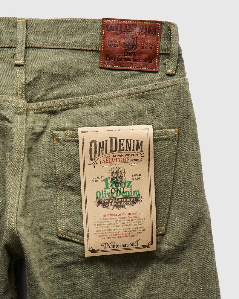 266-OLD18 "Olive" 18oz Low Tension Olive Selvedge Denim - Relaxed Straight Fit