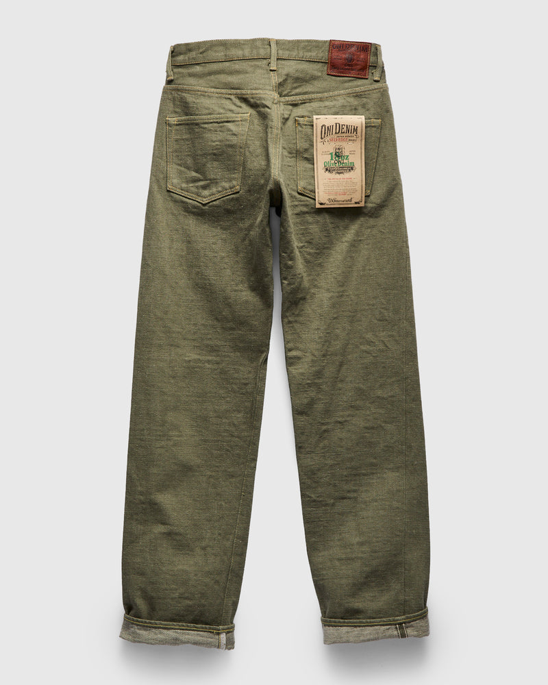 266-OLD18 "Olive" 18oz Low Tension Olive Selvedge Denim - Relaxed Straight Fit