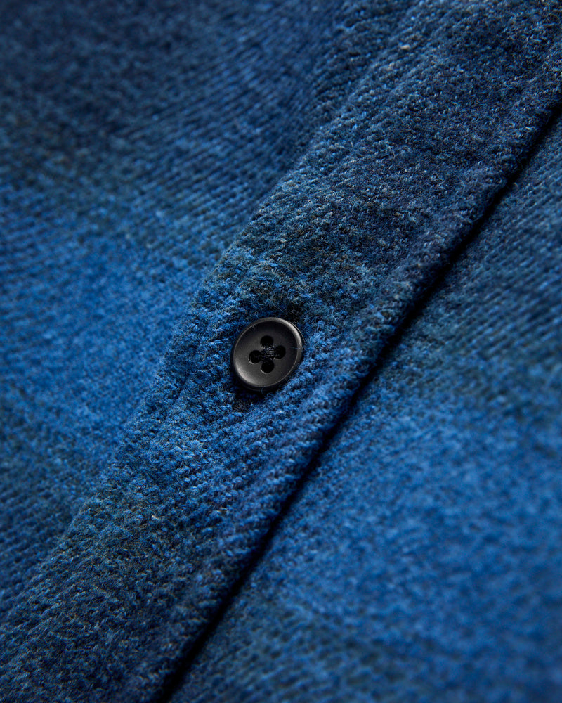 Indigo Overdye Cotton Tweed Shirt in Beige Check
