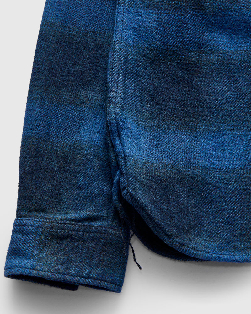 Indigo Overdye Cotton Tweed Shirt in Beige Check