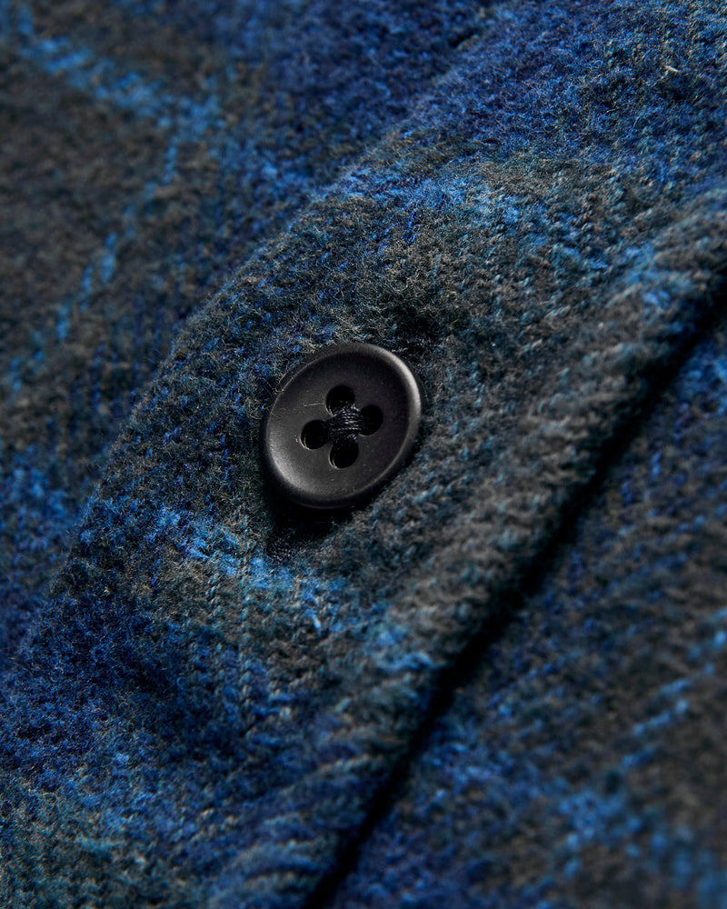 Indigo Overdye Cotton Tweed Shirt in Brown Check