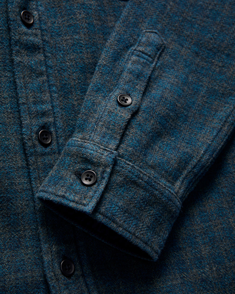 Indigo Overdye Cotton Tweed Shirt in Green Check