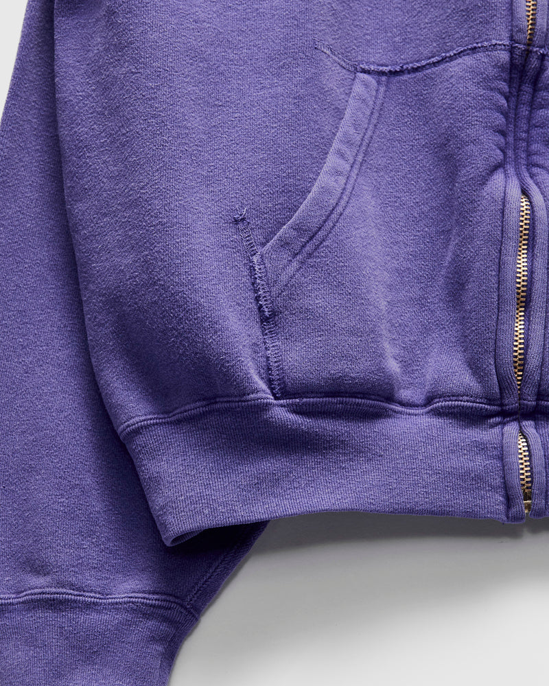 14G Brushed Fleece Zip Hoodie in Purple Navy
