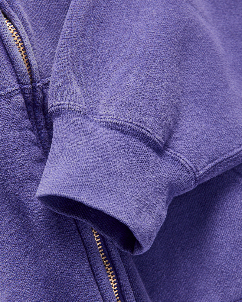 14G Brushed Fleece Zip Hoodie in Purple Navy