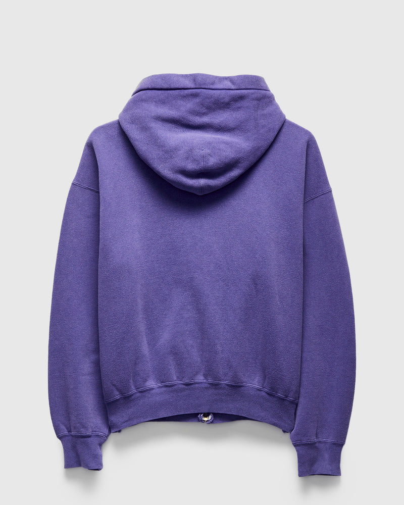 14G Brushed Fleece Zip Hoodie in Purple Navy