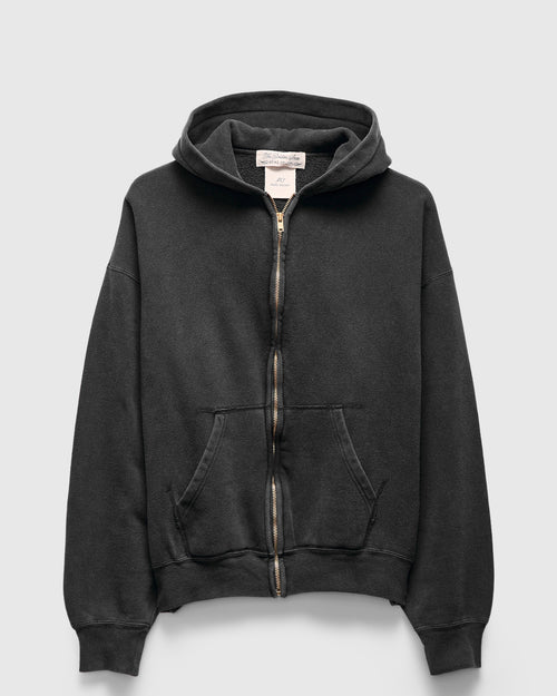 14G Brushed Fleece Zip Hoodie in Black