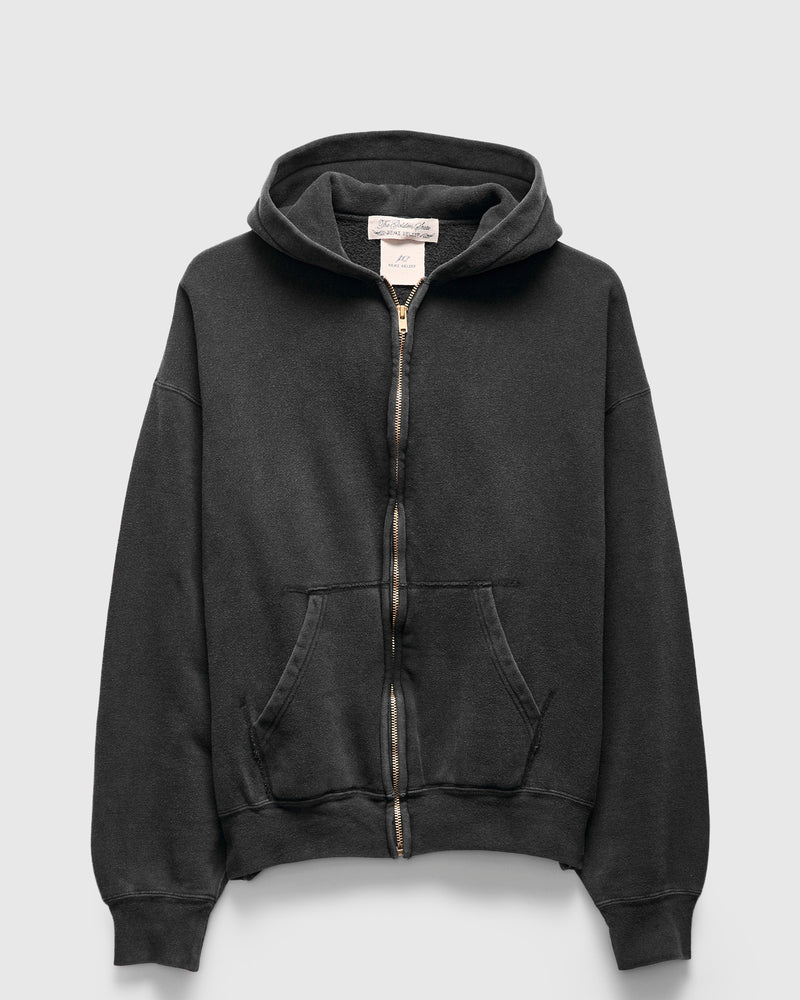 14G Brushed Fleece Zip Hoodie in Black