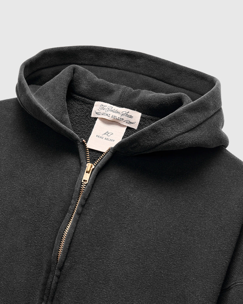 14G Brushed Fleece Zip Hoodie in Black