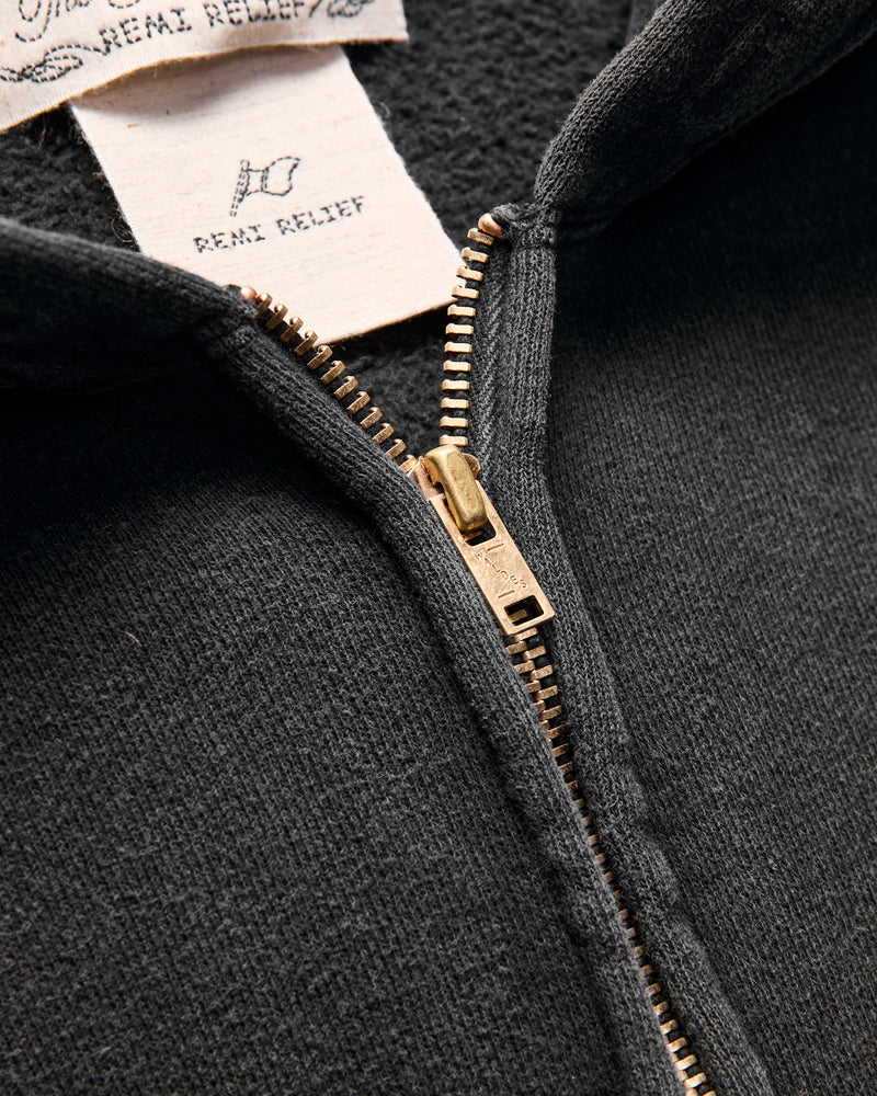 14G Brushed Fleece Zip Hoodie in Black