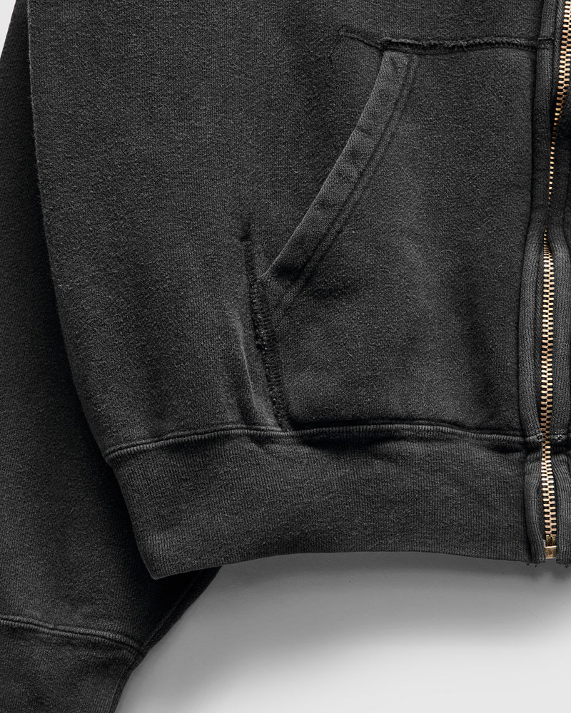 14G Brushed Fleece Zip Hoodie in Black