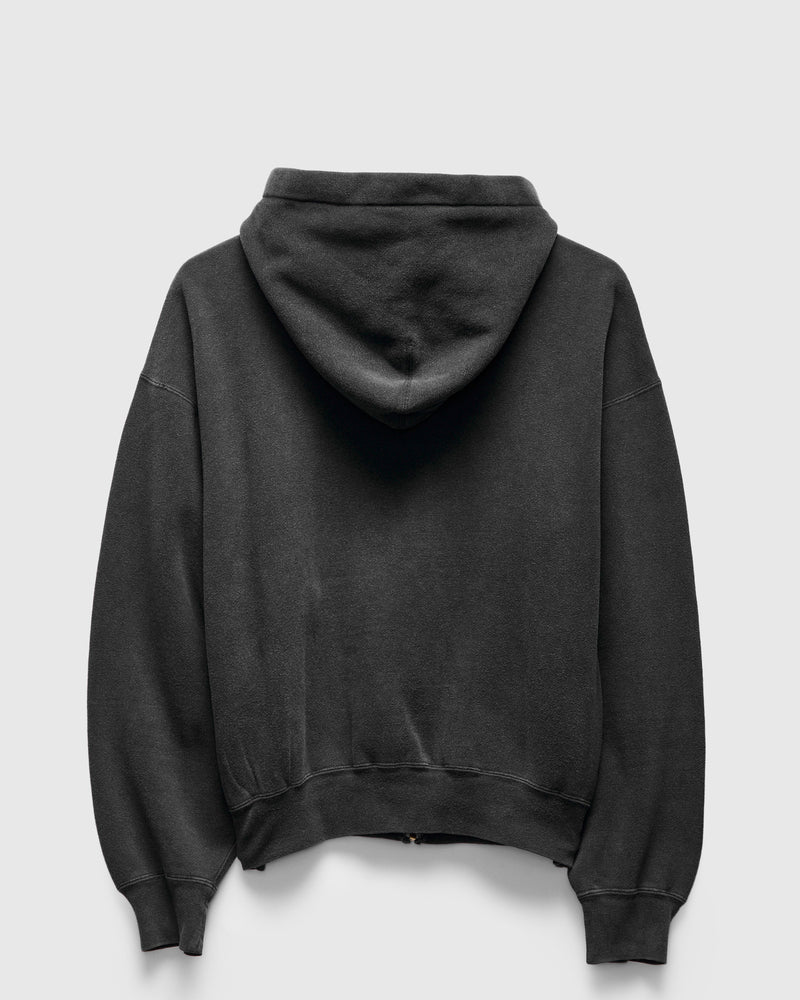 14G Brushed Fleece Zip Hoodie in Black
