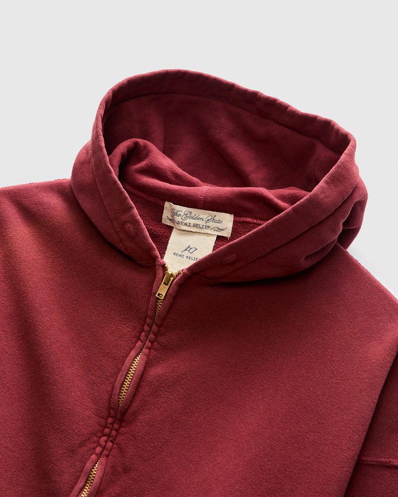 "3-Fly" Special Finish Fleece Zip Hoodie in Bordeaux