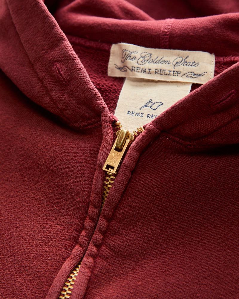 "3-Fly" Special Finish Fleece Zip Hoodie in Bordeaux