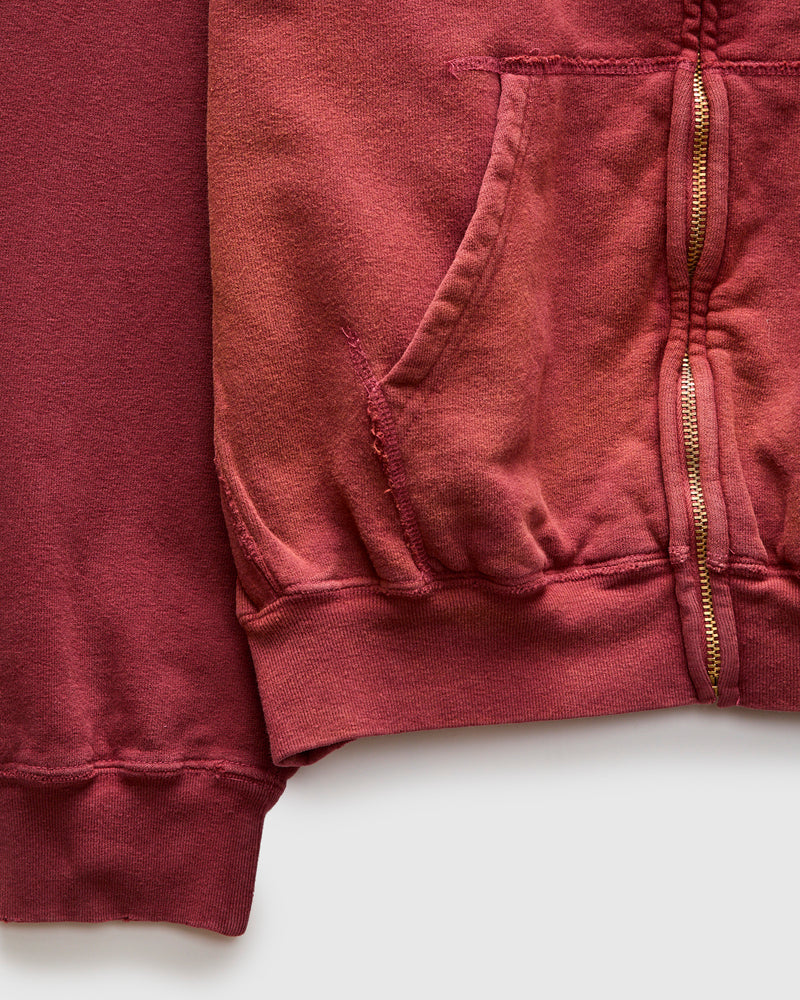 "3-Fly" Special Finish Fleece Zip Hoodie in Bordeaux