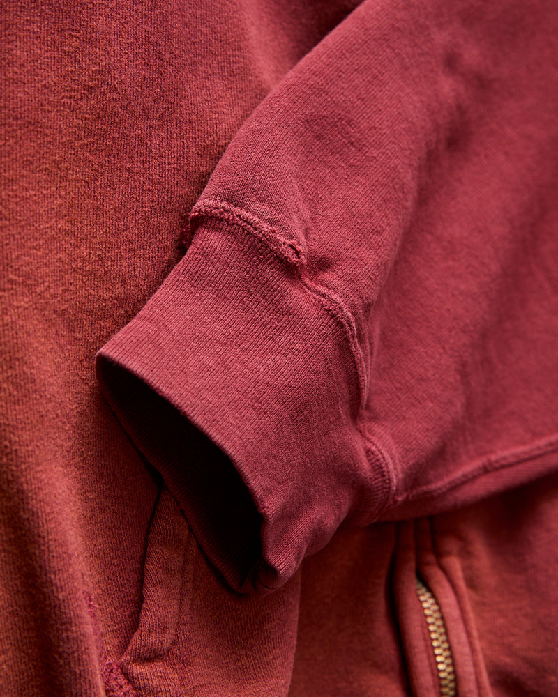 "3-Fly" Special Finish Fleece Zip Hoodie in Bordeaux