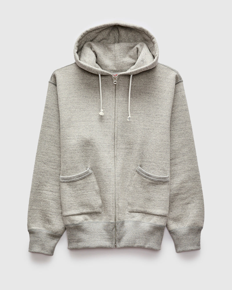 12oz Ball Park Zip Hooded Sweatshirt in Melange Grey