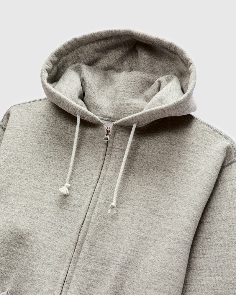 12oz Ball Park Zip Hooded Sweatshirt in Melange Grey