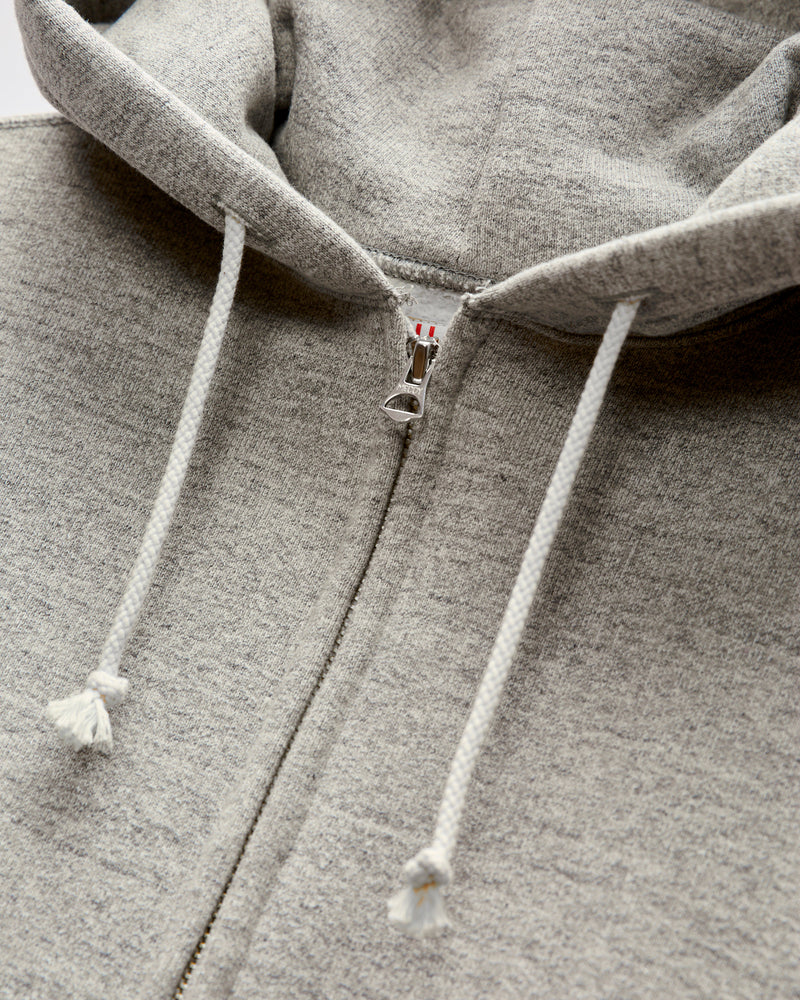 12oz Ball Park Zip Hooded Sweatshirt in Melange Grey