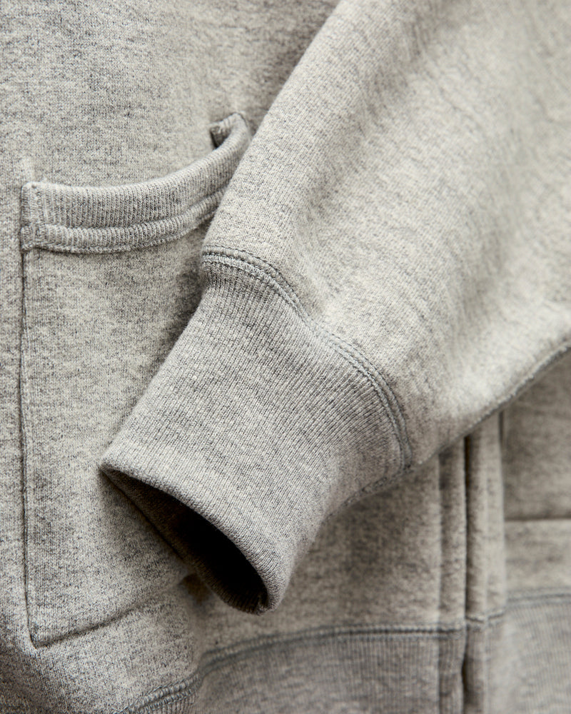 12oz Ball Park Zip Hooded Sweatshirt in Melange Grey