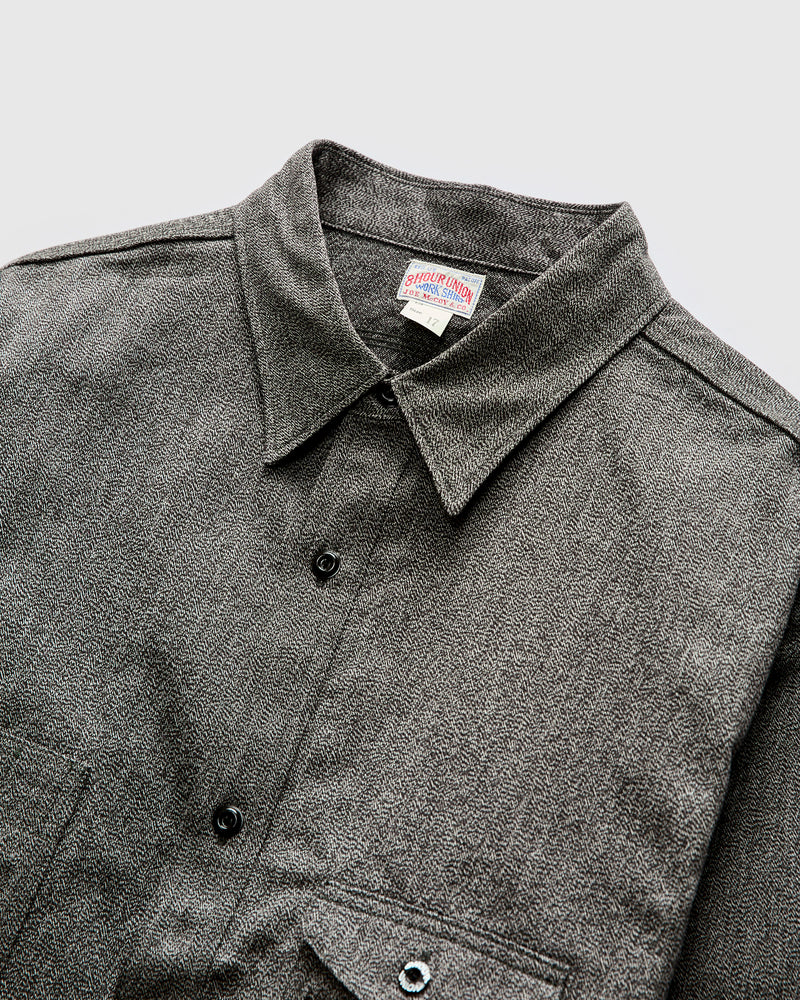 8HU Mock-Twist Chambray Work Shirt in Black