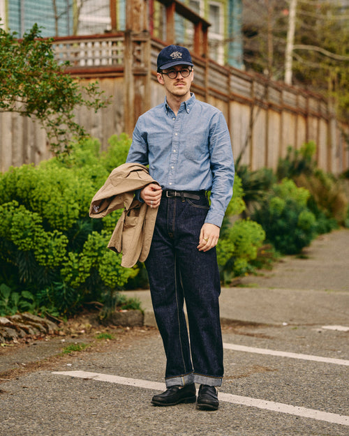 Chambray Button-Down Shirt in Blue
