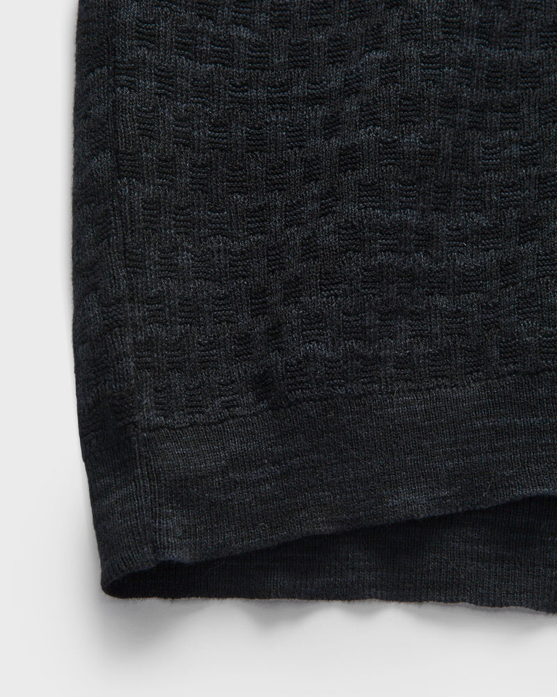 Boxweave Knit Polo in Vintage Black
