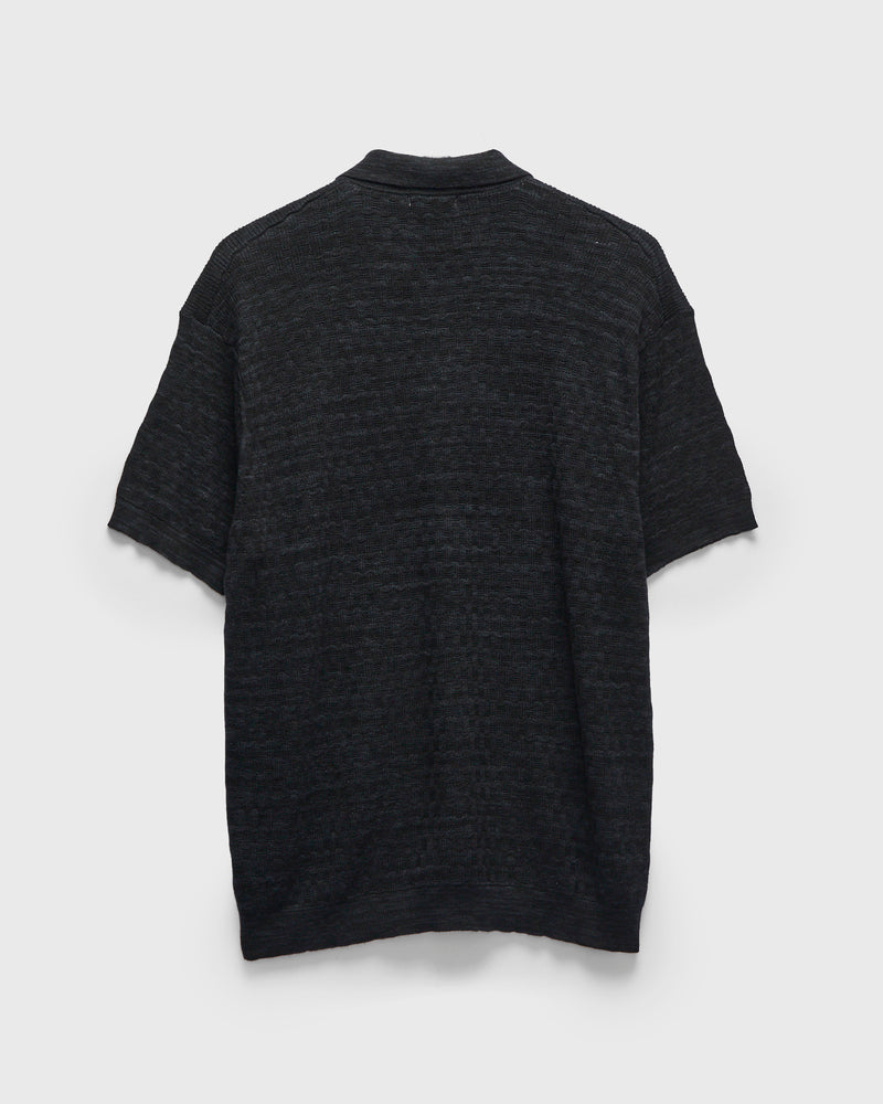 Boxweave Knit Polo in Vintage Black