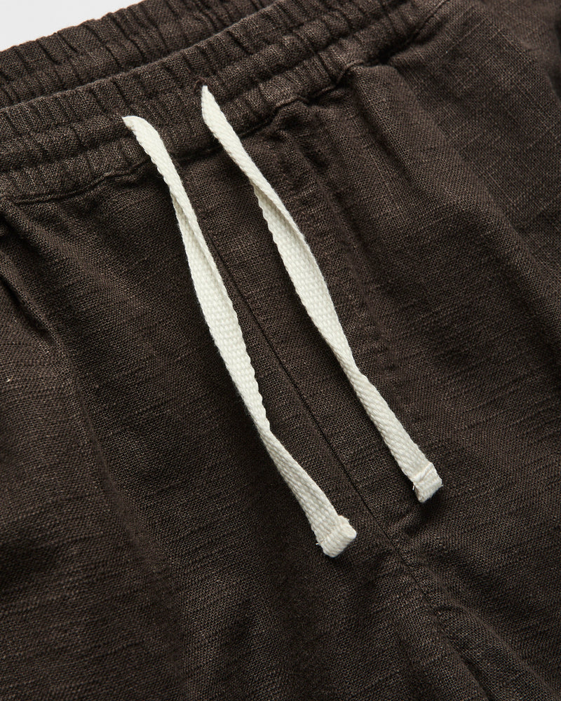 Linen Drawstring Short in Chocolate