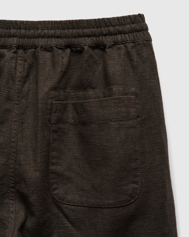 Linen Drawstring Short in Chocolate