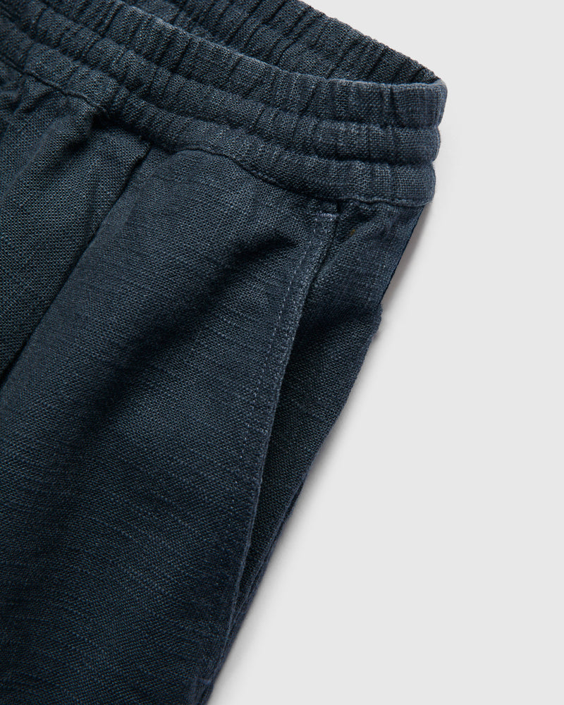Linen Drawstring Short in Navy