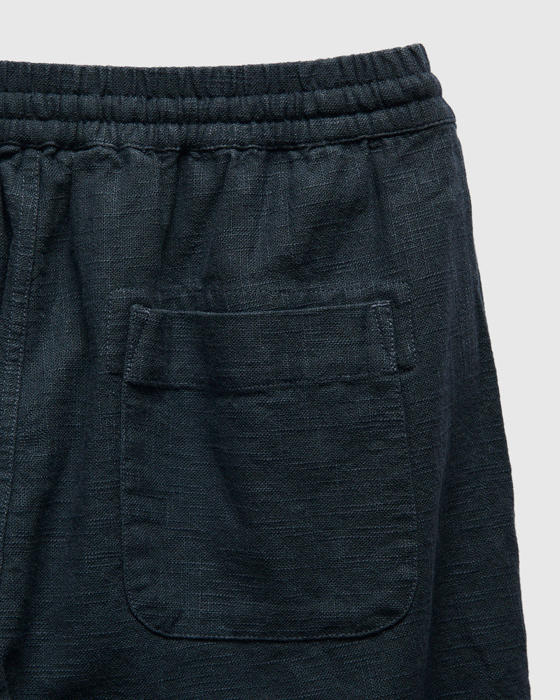 Linen Drawstring Short in Navy
